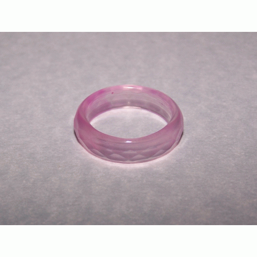 Gefacetteerde roze agaat ring, 5mm breed, maat 17,5