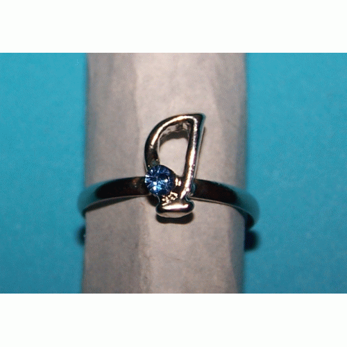 Letter ring I - Tibet zilver met lichtblauwe Swarovski