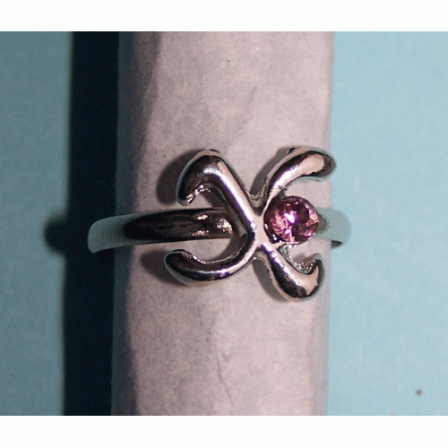 Letter ring X - Tibet zilver met paarse Swarovski