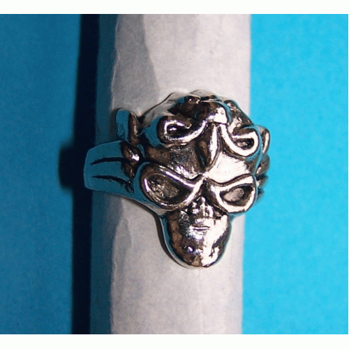 Schedel ring, Tibet zilver, model F, maat 18,5