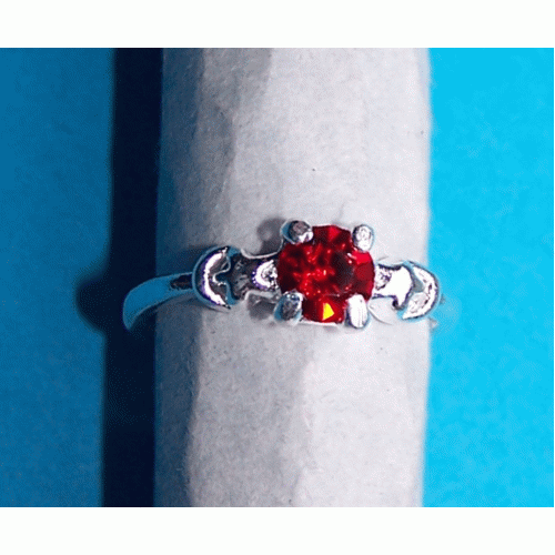 Zilveren ring met rode Swarovski, model I, maat 17,5