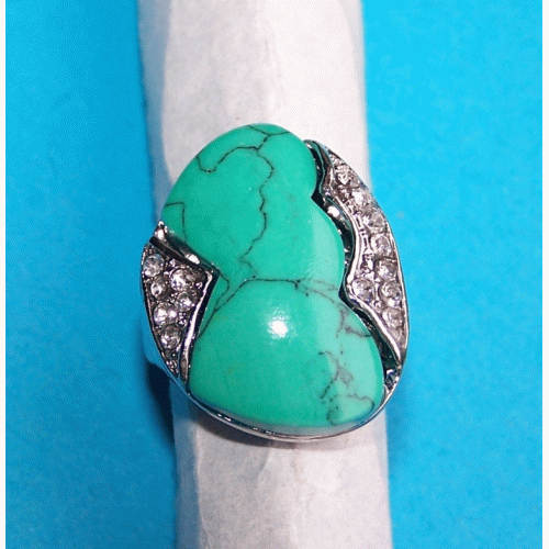 Zilveren ring met turquoise, model A, maat 18