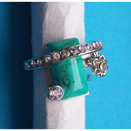 Zilveren ring met turquoise, model B, maat 17