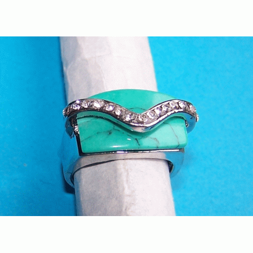 Zilveren ring met turquoise, model C, maat 17