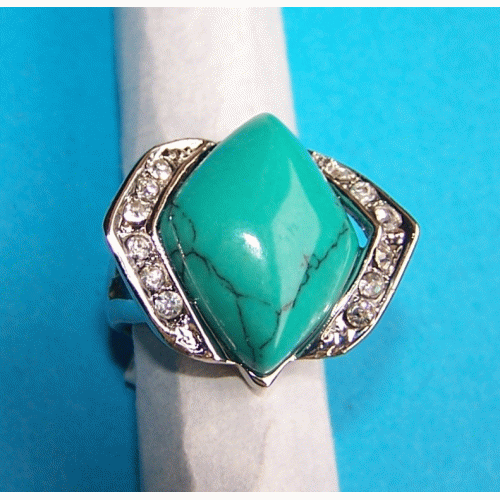 Zilveren ring met turquoise, model D, maat 17
