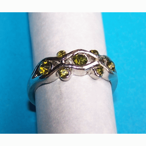 Zilveren ring met groene Swarovski, model G, maat 19