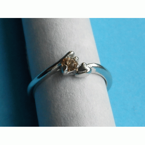 Zilveren ring met perzik Swarovski, model AD, maat 17