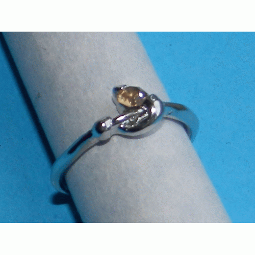 Zilveren ring met perzik Swarovski, model AK, maat 16,5