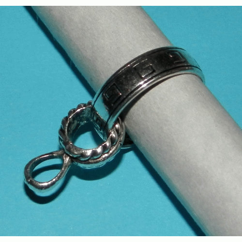 Sjaal ring, Tibet zilver, Griekse sleutel