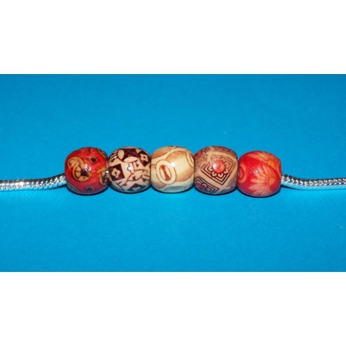5 Houten Pandora style beads