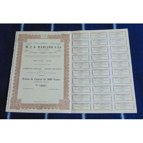 Aandeel Darling & Co - 1957 - nooit uitgegeven - met coupons