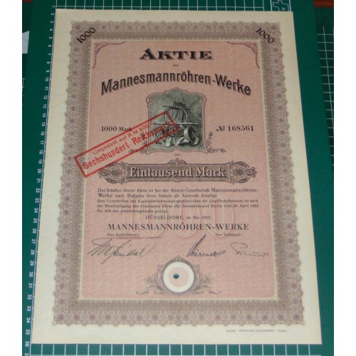 Aandeel Mannesmannröhre-Werke - 1922