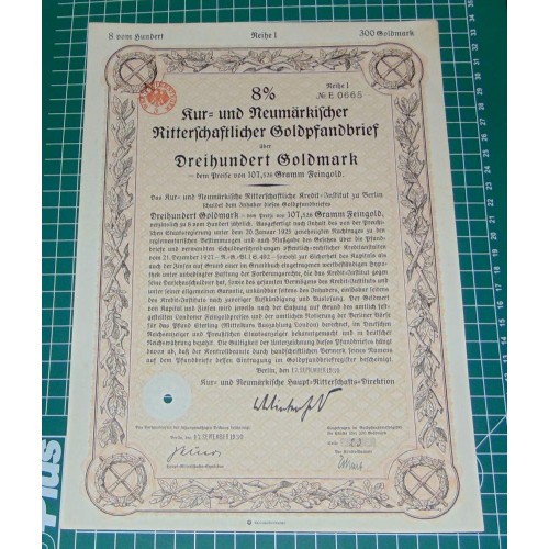 Goudpandbrief Kur- und Neumärkischer Ritterschaft - 1930