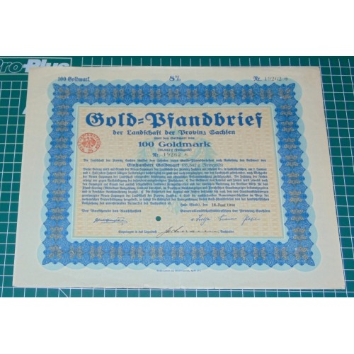 Goudpandbrief Sachsen - 100 Goldmark - 1930