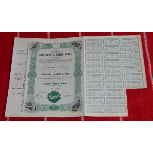 Aandeel St-Joseph & Samson - 1944 - met coupons