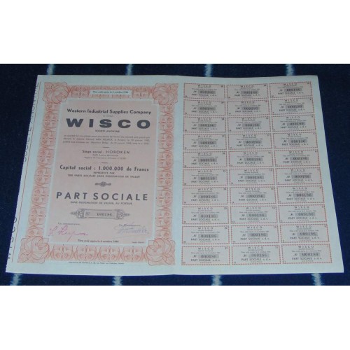Aandeel Wisco - 1962 - met coupons