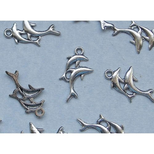 Dolfijnen bangle, Tibet zilver, model B - 10 stuks