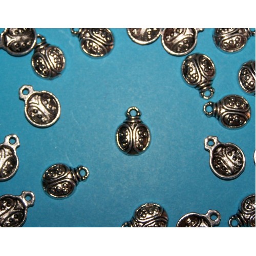 Lieveheersbeestje bangle, Tibet zilver, model C - 10 stuks