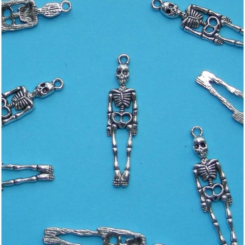 Skelet bangle, Tibet zilver, 10 stuks