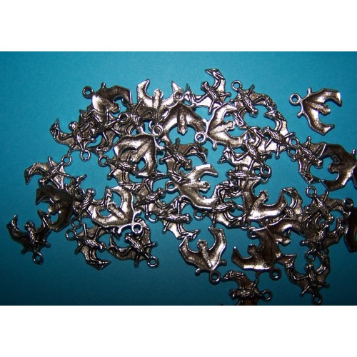 Vleermuis bangle - Tibet zilver - 10 stuks