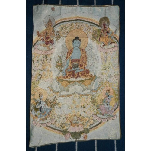 Boeddha thangka, brokaat, 90x60cm