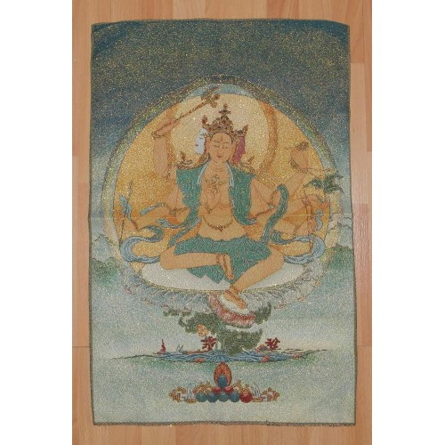 Usnivijaya Boeddha thangka - brokaat - 60x40cm