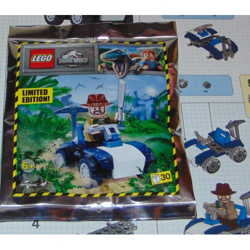 Lego Jurasic World Sinjin Prescott met buggy - limited ed.