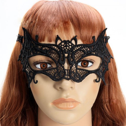 Sexy zwart kanten vleermuis masker, model A