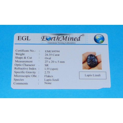 Lapis Lazuli CMC - Moghul gesneden - 27x20mm - met certificaat