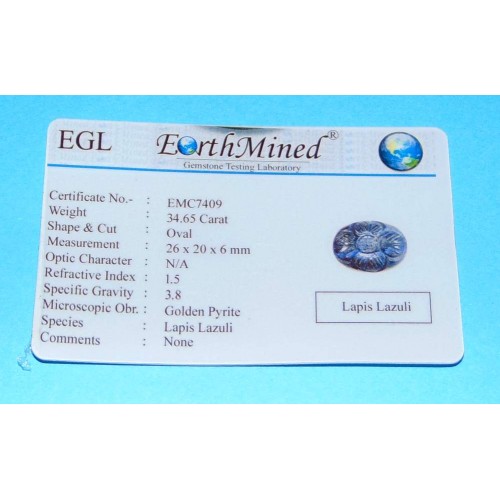 Lapis Lazuli CMF - Moghul gesneden - 26x20mm - certificaat