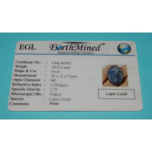 Lapis Lazuli GMA - Moghul gesneden - 31x21mm - certificaat