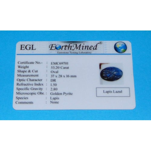 Lapis Lazuli GMB - Moghul gesneden - 37x28mm - certificaat