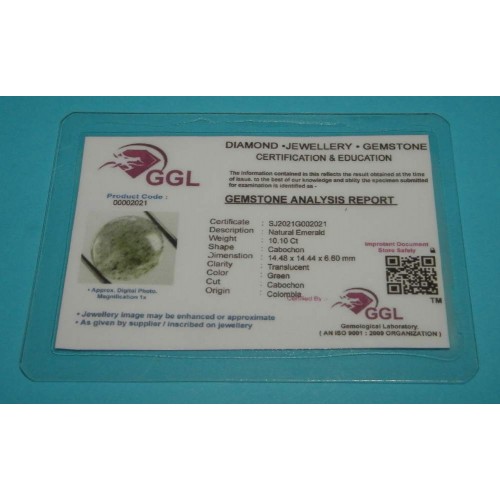Smaragd cabochon CCE - 14x5x14,4mm - met certificaat
