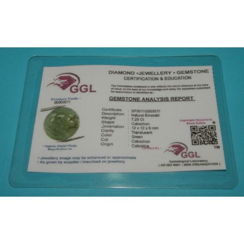 Smaragd cabochon CCG - 12mm - met certificaat