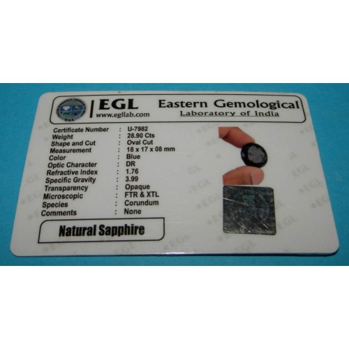 Saffier GBI - ovaal geslepen - 18x17mm - met certificaat
