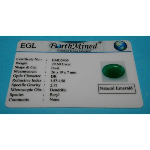 Smaragd GCF - ovaal geslepen - 26x19mm - met certificaat
