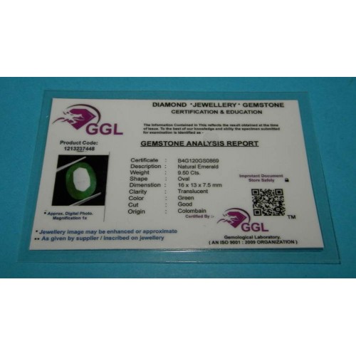 Smaragd GDH - ovaal geslepen - 16x13mm - met certificaat