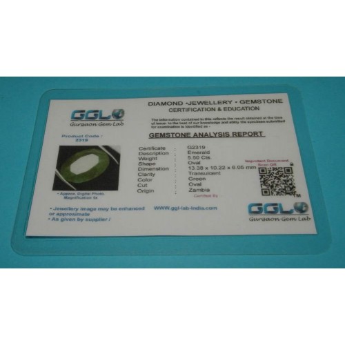 Smaragd GED - ovaal geslepen - 13,4x10,2mm - met certificaat