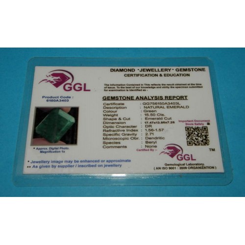 Smaragd GEY - emerald gesl. - 17,5x13.,9mm - met certificaat