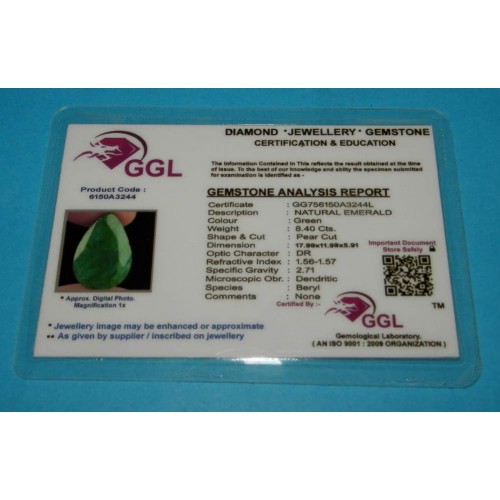 Smaragd GFG - peer geslepen - 18x12mm - met certificaat