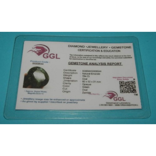 Smaragd GHH - ovaal geslepen - 60x52mm - met certificaat
