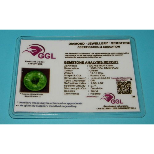 Smaragd GIX - rond geslepen - 13,3x8,9mm - met certificaat