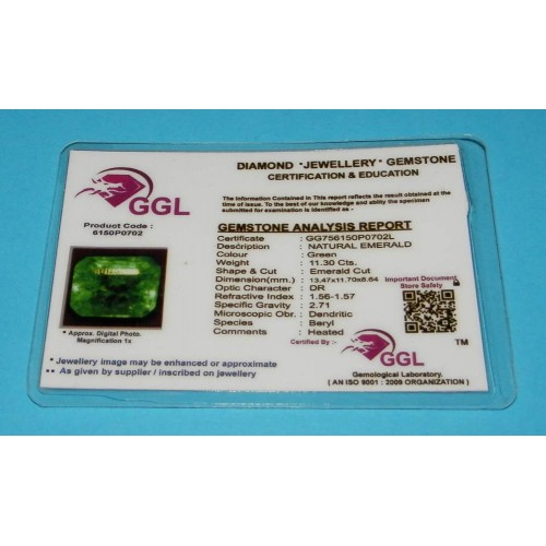 Smaragd GJN- emerald gesl. - 13,4x11,7mm - met certificaat