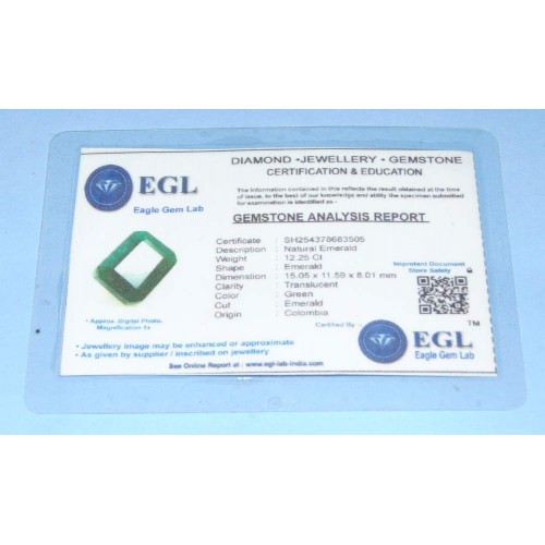 Smaragd GKJ - emerald geslepen - 15x11,6mm - met certificaat
