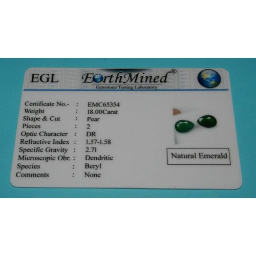 Smaragden PHD - peer geslepen - 16x12mm - met certificaat