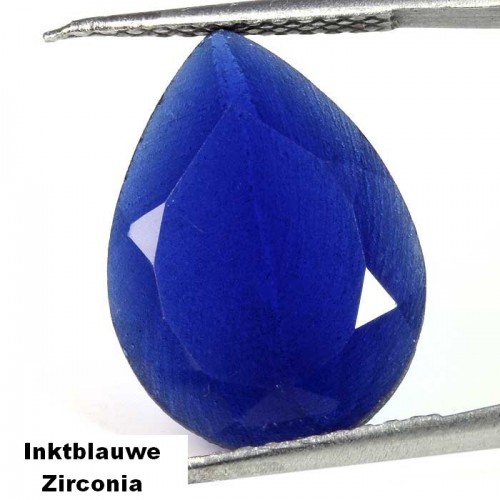 Inktblauwe Zirconia - peer geslepen - 18x13mm