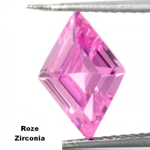 Roze zirconia - ruitvormig geslepen - 10x14,3mm