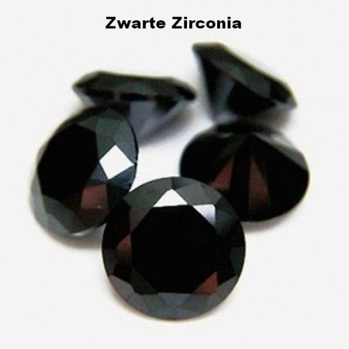 Zwarte Zirconia - 4mm - rond geslepen - 3 stuks