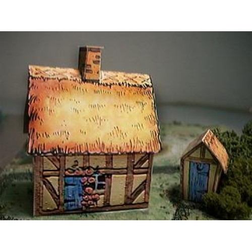Rietgedekte Britse cottage - model B - papieren bouwplaat in h0 (1:87)