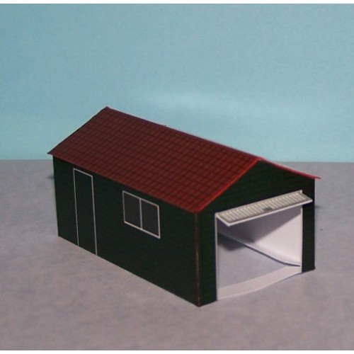 Houten garage in 1:60 (Matchbox schaal) - papieren bouwplaat